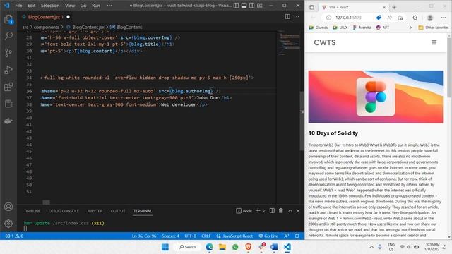 Build A Blog Website | React JS, Strapi CMS, Tailwind CSS | Part 8: Blog Content смотреть онлайн