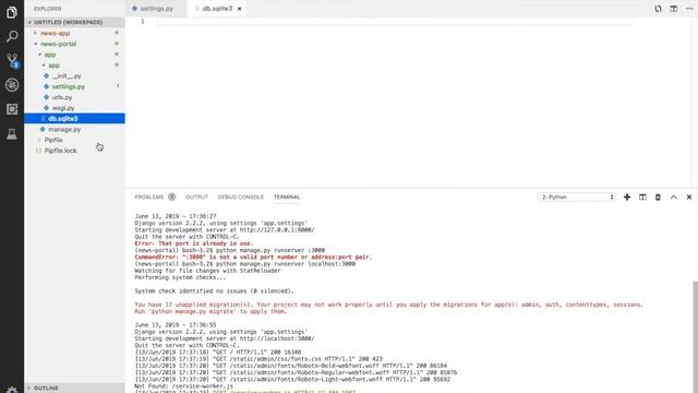 Building a web application in python django: Django initialization (Part 2) смотреть онлайн