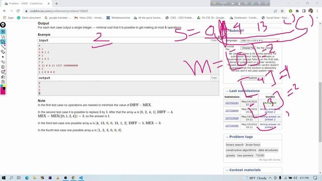 E. MEX vs DIFF | Codeforces Round #792 (Div. 1 + Div. 2) E | Problem 1684E Bangla solution with cod смотреть онлайн