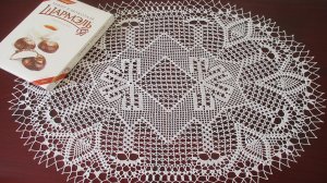 Овальная салфетка крючком филейным вязанием, часть 5