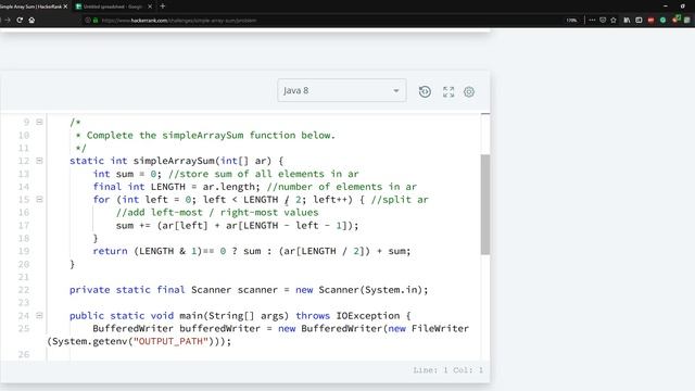 Hackerrank: Simple Array Sum смотреть онлайн