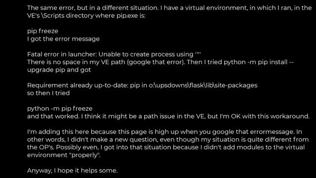 Python :Pip - Fatal error in launcher: Unable to create process using '"'(5solution) смотреть онлайн