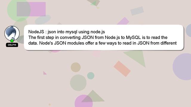 NodeJS : json into mysql using node.js смотреть онлайн