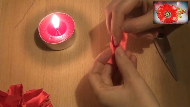 Flower Kanzashi Master Class Hand Made DIY Мастер Класс Канзаши, мак Канзаши