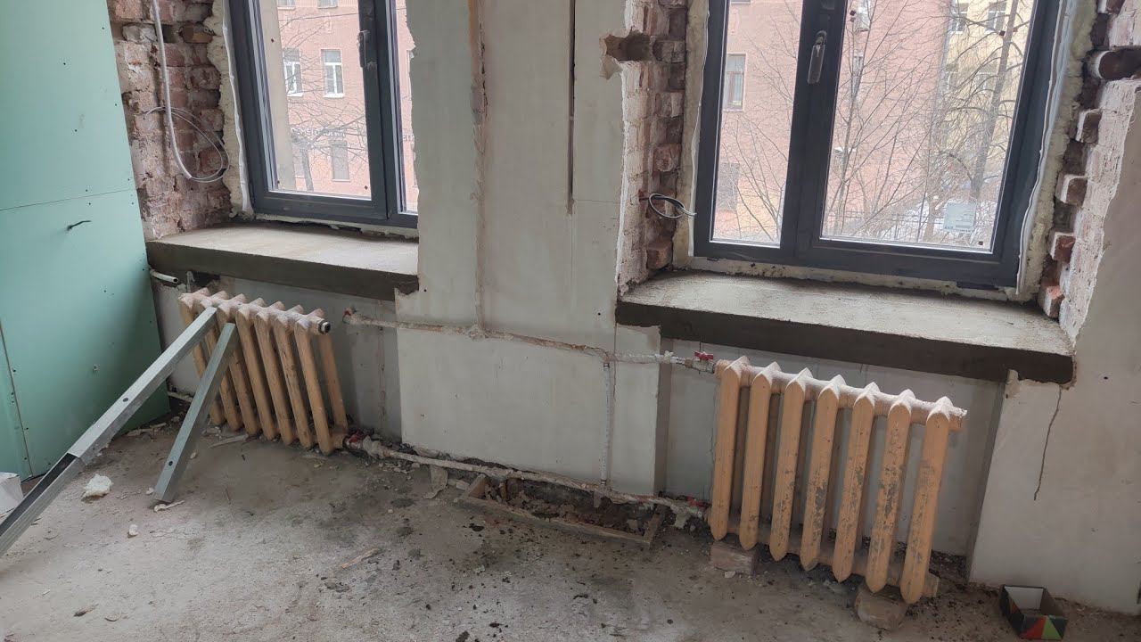 Стяжка TimeLapse 68 КВ.м. Подливка подоконников, формирование ниши для батарей. Март 2023 смотреть онлайн