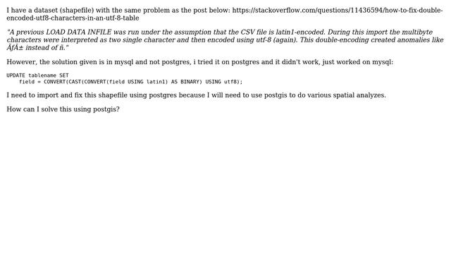 Databases: How to fix double-encoded UTF8 characters in postgres? смотреть онлайн