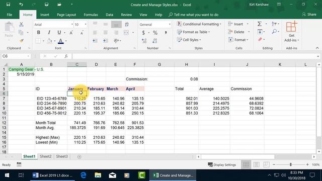 Microsoft Excel 2019: Create and Manage Cell Styles смотреть онлайн
