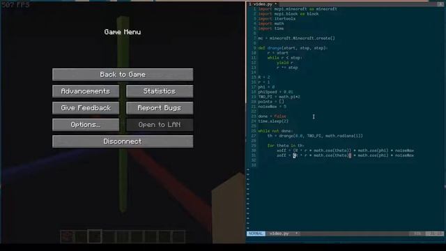 Coding a torus in Minecraft with mcpi python lib смотреть онлайн