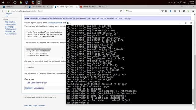 Установка XEN 4.6.3 в Alpine Linux 3.4.1 смотреть онлайн