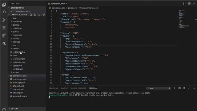 2.0 - laravel Blog with Vue; Creating Laravel Project and Database Configuration смотреть онлайн