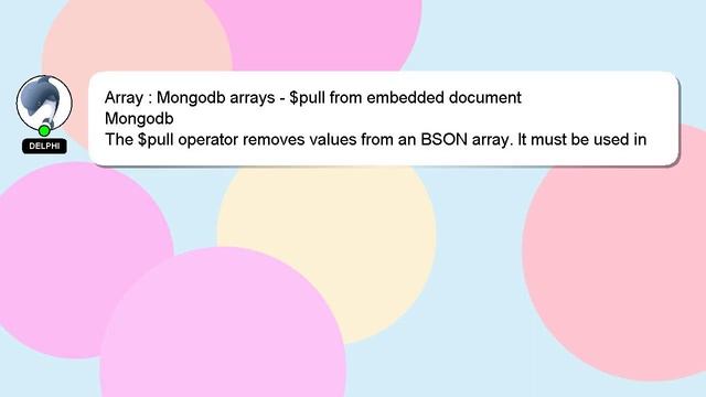 Array : Mongodb arrays - $pull from embedded document смотреть онлайн