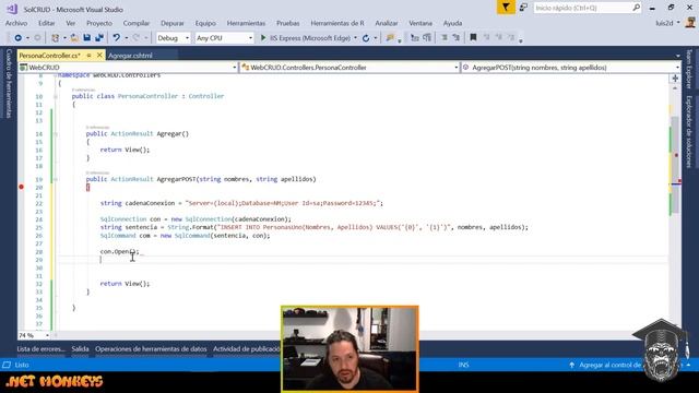 1.4 Insertar datos desde C# en MVC para SQL Server - CRUD Persona смотреть онлайн