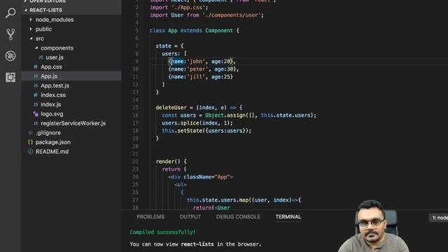 React lists and keys tutorial | update delete list elements using unique key смотреть онлайн