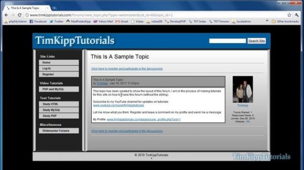 PHP Series - Building A PHP MySQL Forum Tutorial Series Introduction