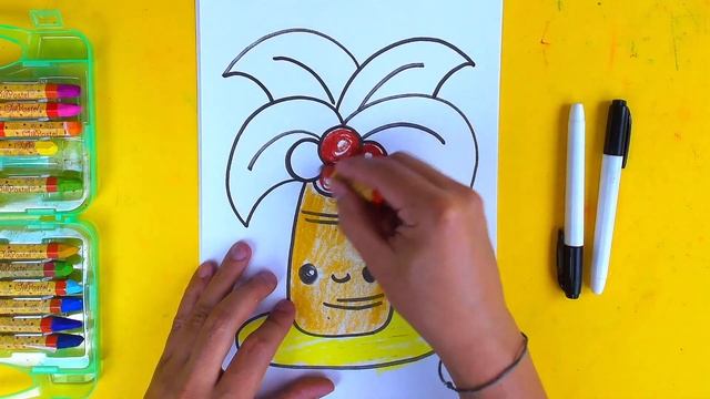 Как нарисовать ПАЛЬМЫ и МОРЕ летом - урок рисования для детей смотреть онлайн