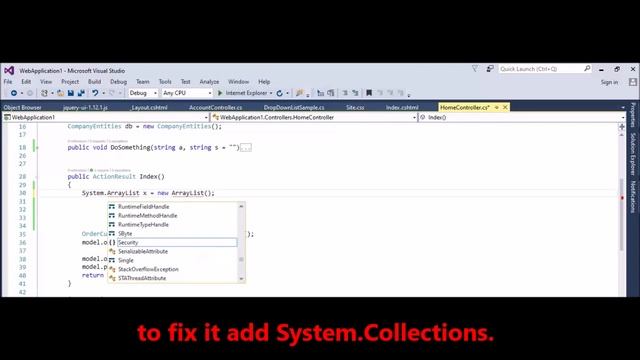 MVC - Fix Error - The type or namespace name 'ArrayList' could not be found смотреть онлайн