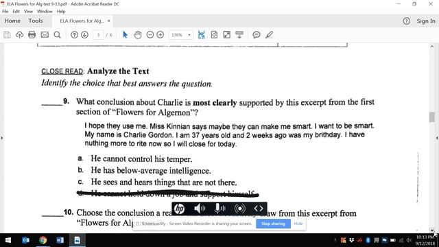 Flowers For Algernon Test смотреть онлайн