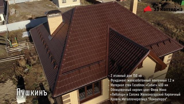 Коттедж от Компании" 33 Коттеджа" в п. "ПушкинЪ " 150 кв. год строительства 2023. смотреть онлайн