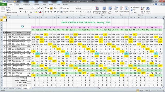 MUKESH AUTOMATION EXCEL VBA SHIFT SCHEDULE смотреть онлайн