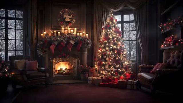 Slow Christmas Jazz With Cozy Fireplace & Snow | 2 Hours Of Music