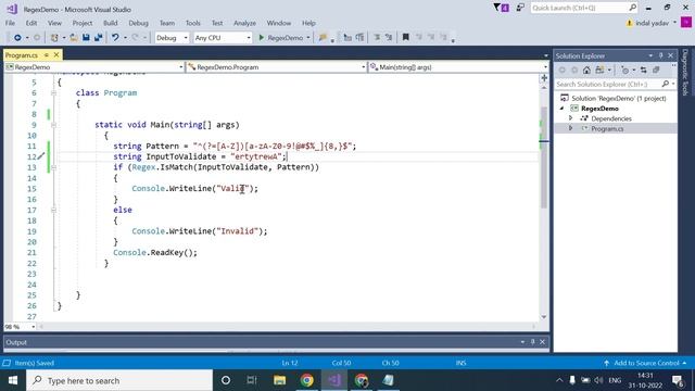 Regex for Password in C# смотреть онлайн