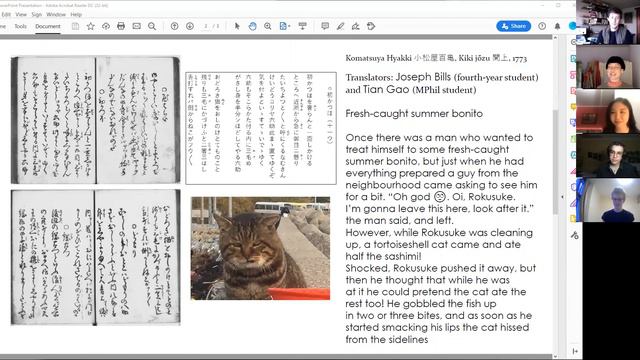 Students translate early modern short stories linked to rakugo piece Neko no Sainan 猫の災難 смотреть онлайн