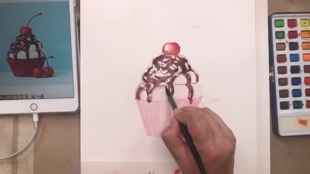 HOW TO PAINT CUPCAKES WATERCOLOR TUTORIAL | How to paint food easy watercolor tutorial step by step смотреть онлайн