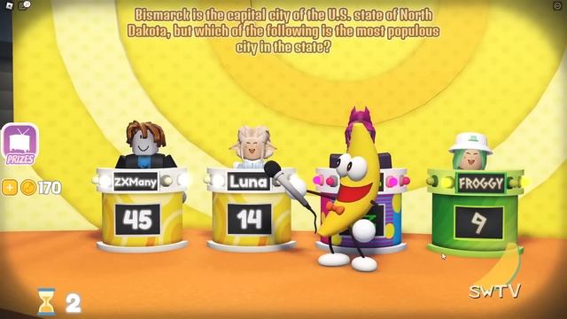WINNING the FUNNIEST Game Show on ROBLOX!! (Dancing Banana Quiz Game!!) смотреть онлайн