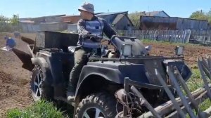 двухкорпусный плуг на самодельном квадроцикле