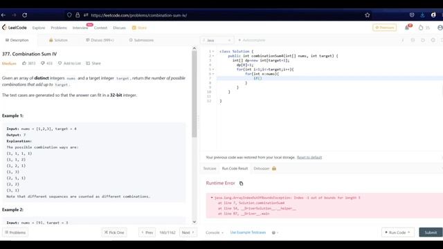 377. Combination Sum IV | java solution | leetcode 377 смотреть онлайн