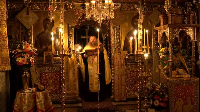 Афон. Монастырь Филофей. Богослужение.