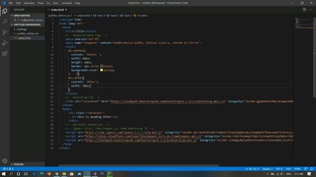 After and Before tags css html bootstrap visual studio code смотреть онлайн