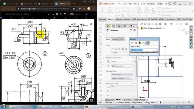 Modelling Screw Jack parts in Solidworks | Cup & Nut смотреть онлайн