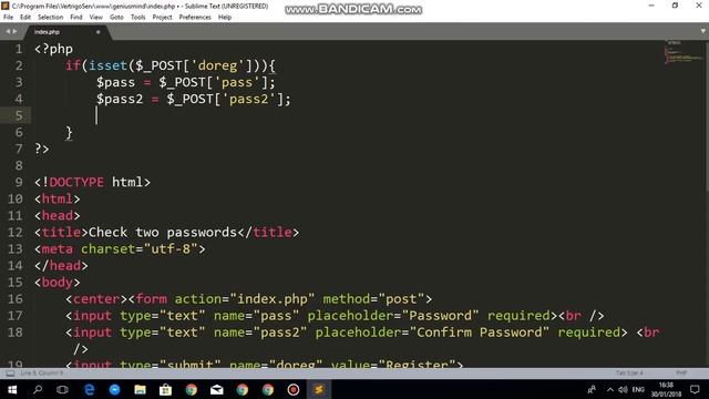 Check two passwords with PHP смотреть онлайн