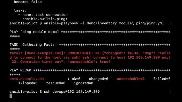 Ansible troubleshooting - connection failed смотреть онлайн