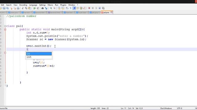 5 -Palindrom Number program in java смотреть онлайн