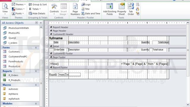 In the footer of the R_Orders report insert a new text box which will calculate the total of the... смотреть онлайн