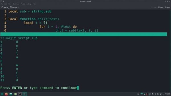 Split a string into chars tutorial / Lua Scripting