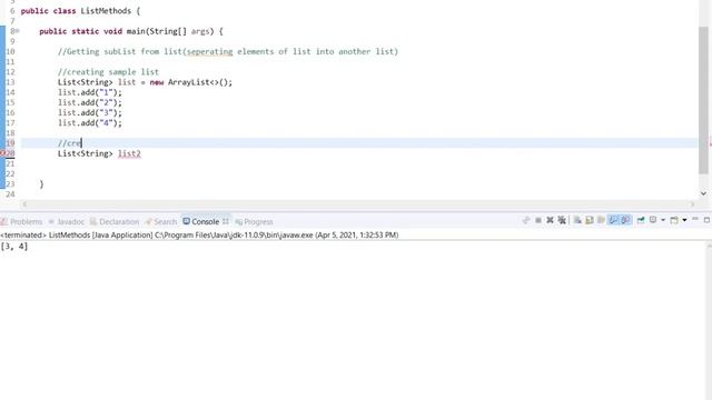 Create Sub List From List in Java смотреть онлайн