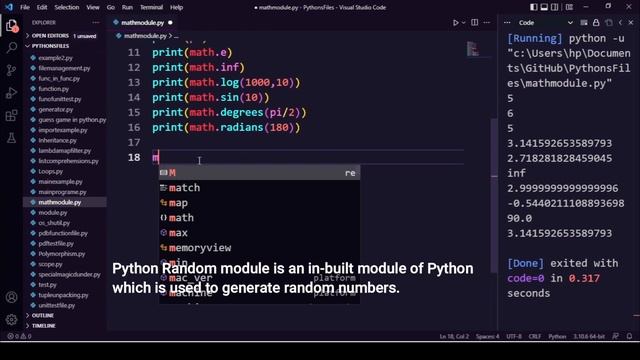 Python 3 Class#43:--Math and Random Module смотреть онлайн