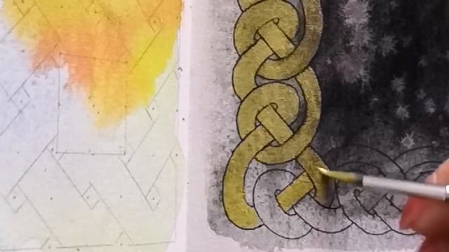 Кельтский узор золотой акварелью смотреть онлайн