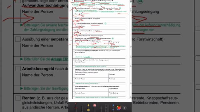 Продолжаем заполнять заявление на продление пособия Вürgergeld/Weiterbewilligungsantrag|стр.2 смотреть онлайн