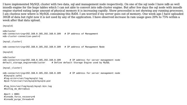 Databases: MySQL cluster with innodb utilizing high memory смотреть онлайн