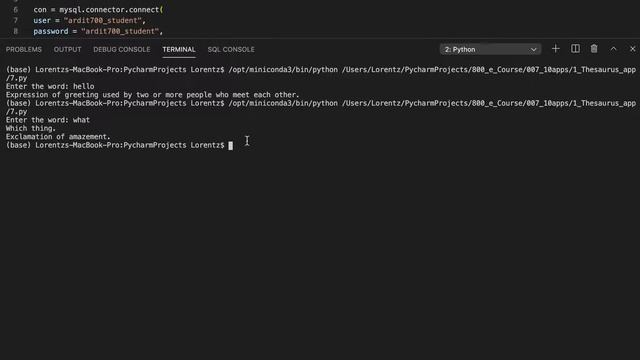 English Dictionary written in Python with SQL смотреть онлайн