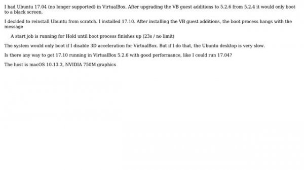 Ubuntu: Ubuntu 17.10 in VirtualBox: "A start job is running for Hold" (2 Solutions!!)