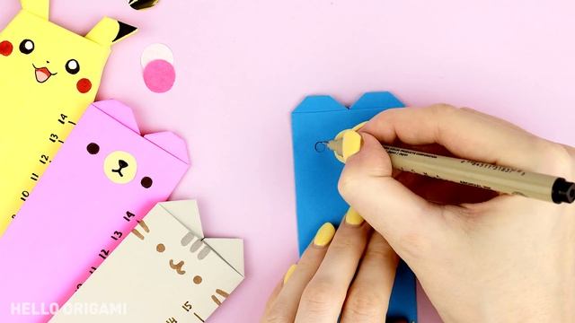 Оригами ЛИНЕЙКА Закладка Пикачу, Мишка, Котик | Origami Ruler bookmark Pikachu, Bear & Cat Pusheen смотреть онлайн