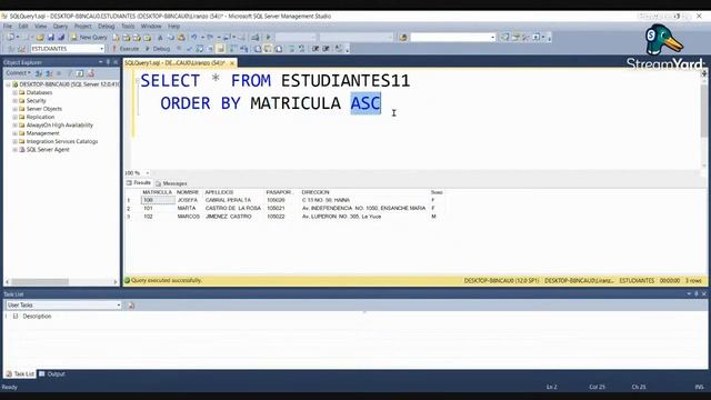 Instrucción SELECT con sus cláusulas: FROM, ORDER BY y ASC Y DESC #OrderBy #SelectFromOrderBy смотреть онлайн