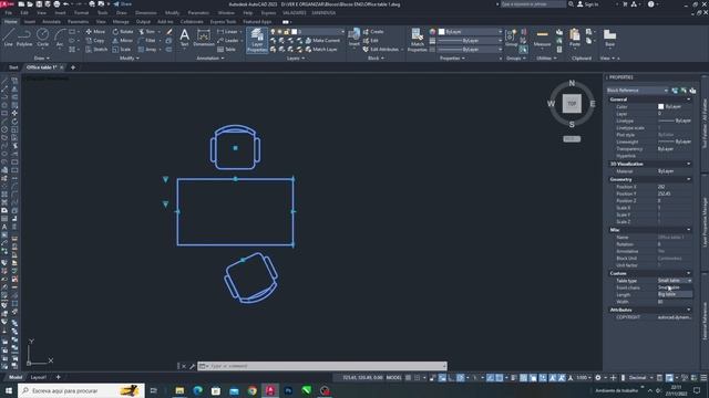 Autocad Dynamic Block - Office table 1 (Plan) смотреть онлайн
