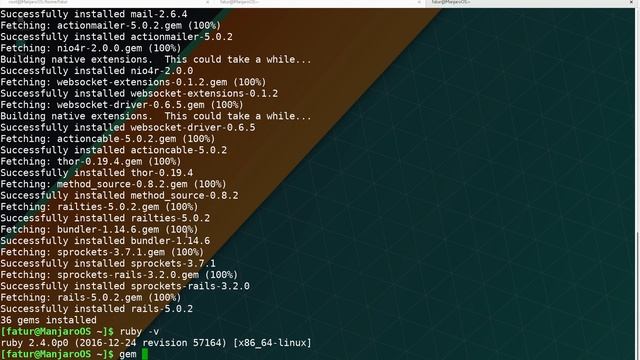 Howto install rubyonrail framework on GNU Linux Manjaro EN 20170626 смотреть онлайн