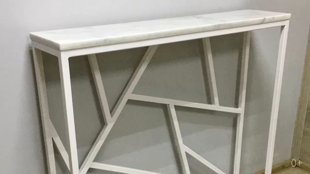 Пристенная консоль из мрамора Bianco Ibiza (900x200x850 мм, цвет подстолья белый) смотреть онлайн